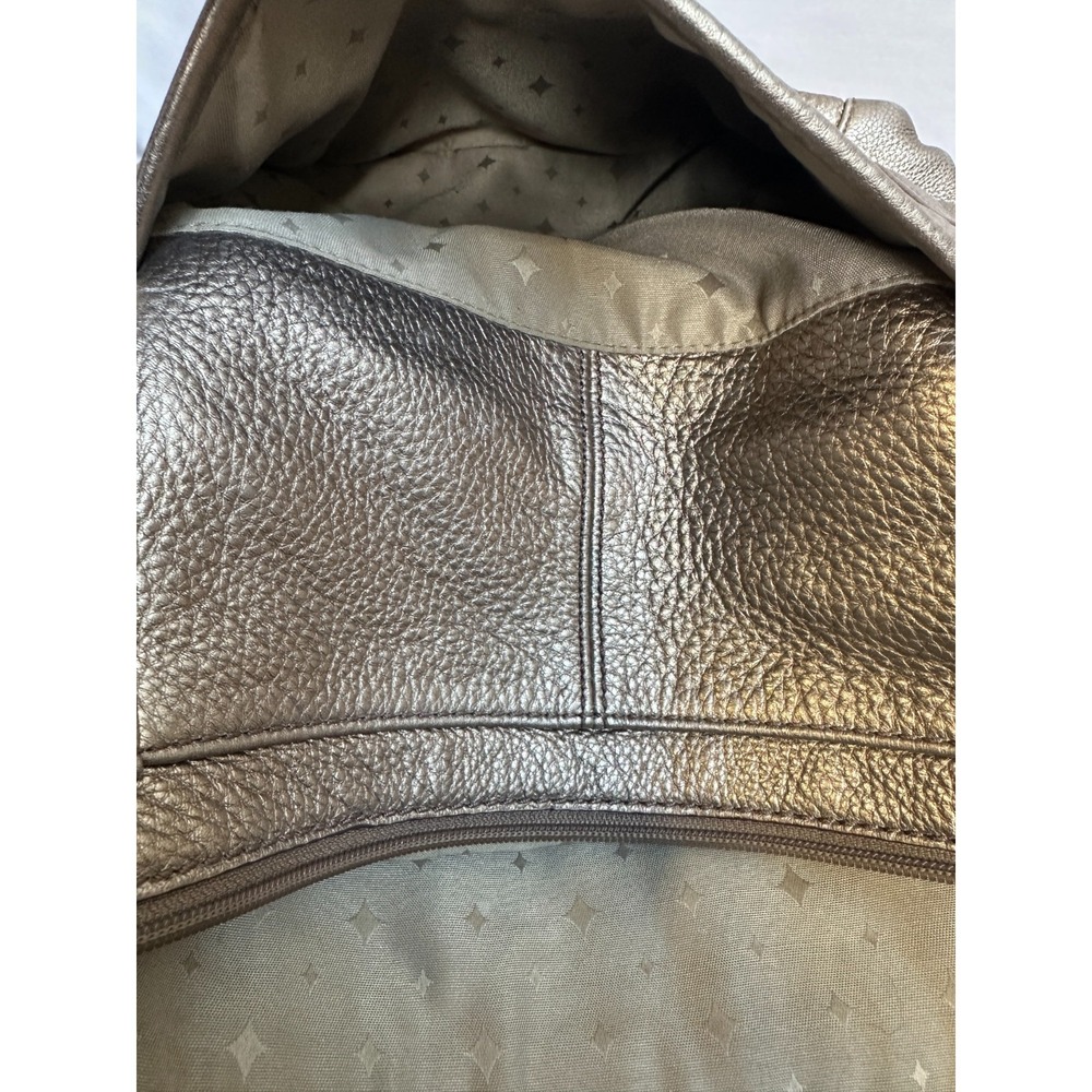 Fossil Metallic Bronze Pebbled Leather Utility Crossbody Bag Multi Pocket Large - Picture 9 of 16